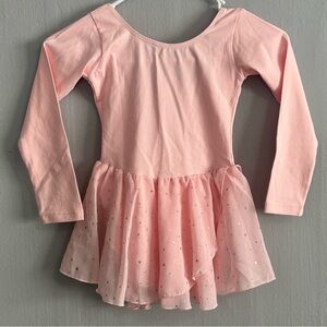 Pink Long Sleeve Ballet Dress w/ Polkadots